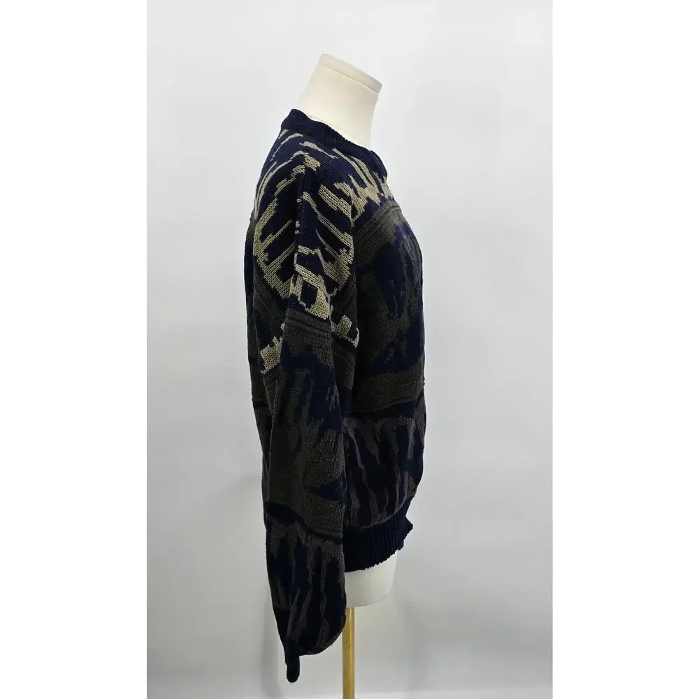 Vintage Sasson Retro Grunge Abstract Knit Sweater (XL)
